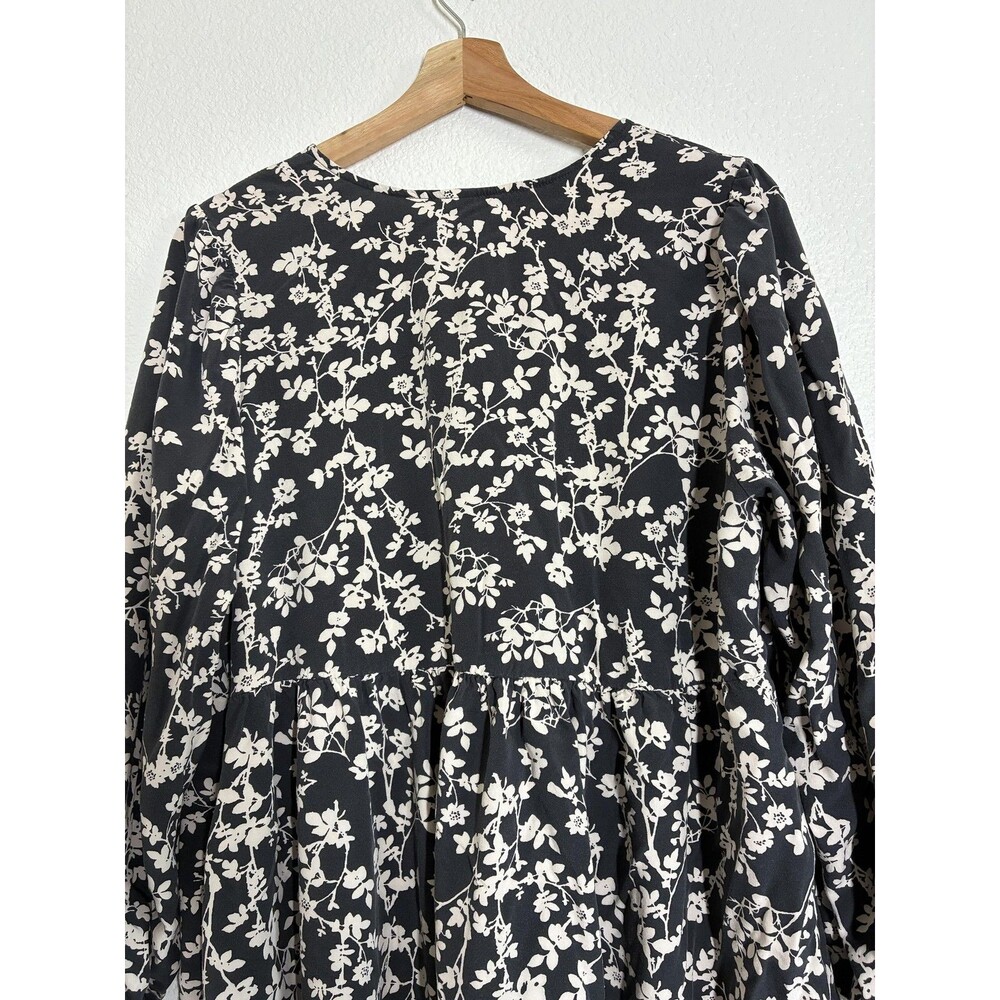 Babydoll Dress Old Navy Womens Large Black Floral V Neck Swing Trapeze - Picture 9 of 10